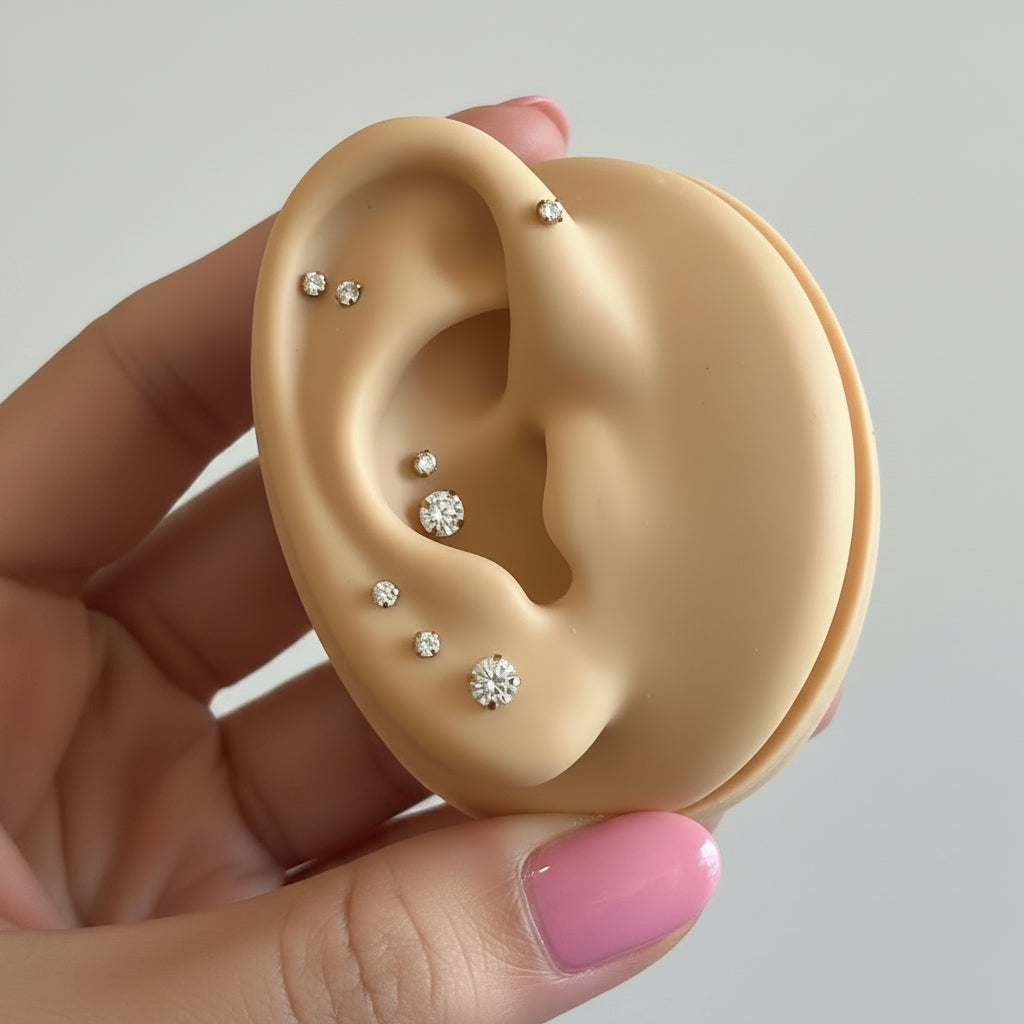 20 Gauge Piercing Jewelry Gold & Silver, ASTM-F136 Implant grade titanium threadless flatback