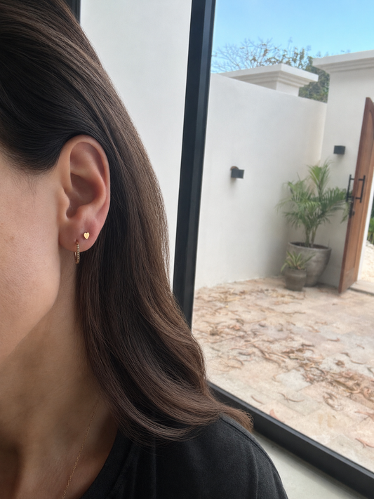 CZ Pavé Huggie Hoop | Implant Grade Gold Titanium, 11mm