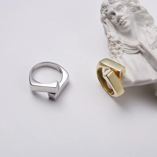 Geometric Criss Cross Luxury Sterling Silver Ring