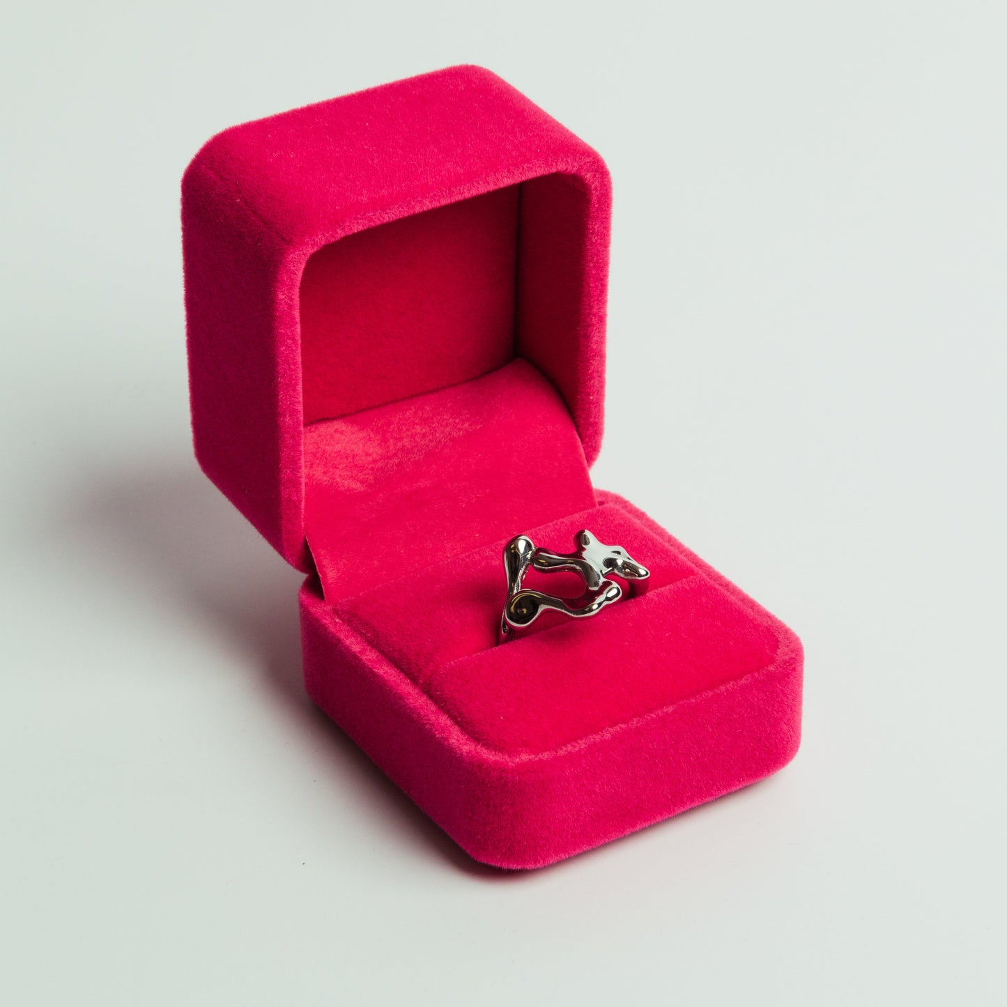 Liquid Chrome Ring, Abstract Silver Statement Ring