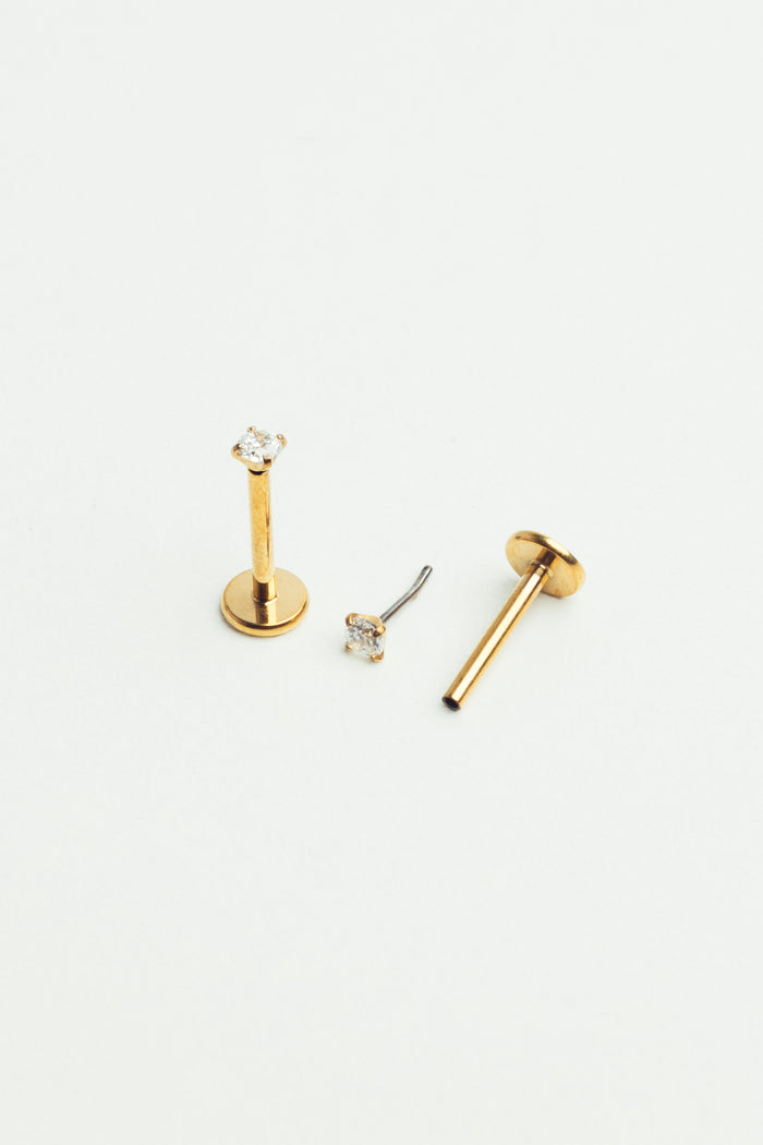 18 Gauge Gold Piercing Jewelry, ASTM F136 Implant grade titanium threadless flatback WHOLESALE