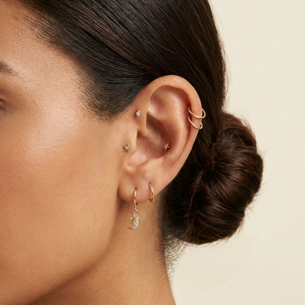 Hinged Segment Hoop Earring – Implant Grade Titanium ASTM F136, Gold, 18G & 20G Clicker for Cartilage, Lobe, Helix & Nose