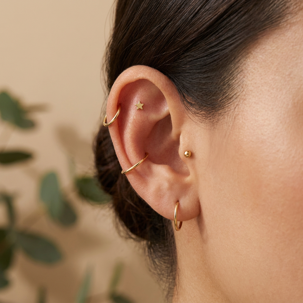 Hinged Segment Hoop Earring – Implant Grade Titanium ASTM F136, Gold, 18G & 20G Clicker for Cartilage, Lobe, Helix & Nose