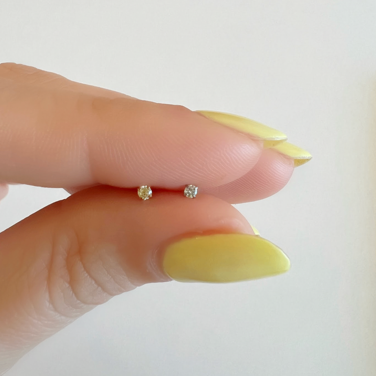 20 Gauge Piercing Jewelry Gold & Silver, ASTM-F136 Implant grade titanium threadless flatback