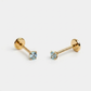 Blue 3mm gemstone + Gold CZ Titanium Flat Back Threadless Piercing Earring WHOLESALE