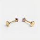 Purple 3mm gemstone + Gold CZ Titanium Flat Back Threadless Piercing Earring WHOLESALE
