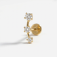 Triple gemstone Titanium Threadless Piercing Earring gold + silver