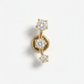Triple gemstone Titanium Threadless Piercing Earring gold + silver