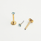 Blue 3mm gemstone + Gold CZ Titanium Flat Back Threadless Piercing Earring WHOLESALE