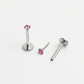 Pink 3mm gemstone + Silver Titanium Flat Back Threadless Piercing Earring WHOLESALE