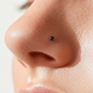 Black 2mm gemstone + 20g silver implant grade titanium flat back threadless piercing stud WHOLESALE