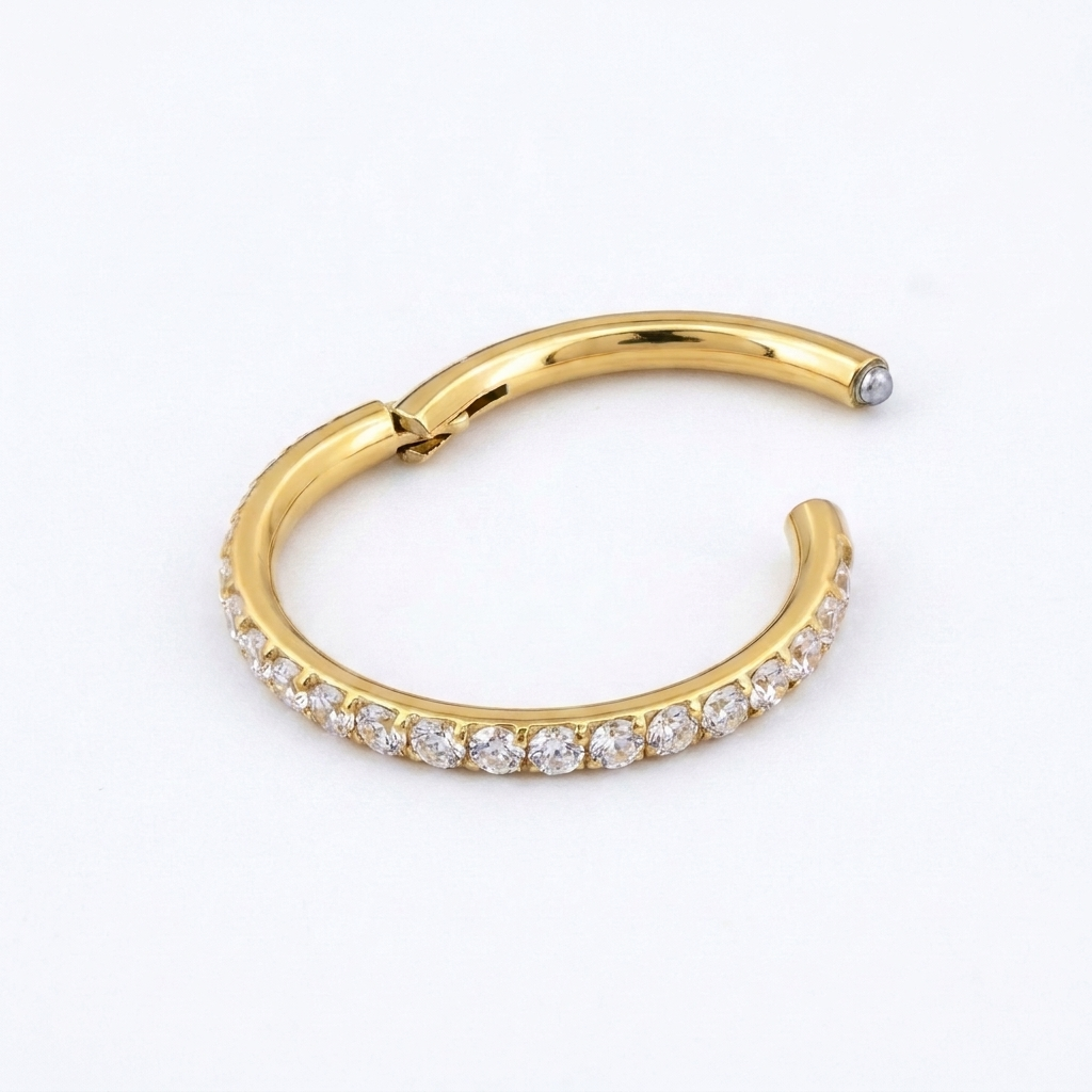 PREORDER CZ Pavé Huggie Hoop | Implant Grade Gold Titanium, 11mm