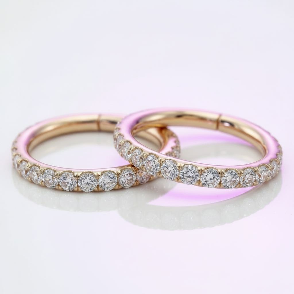 PREORDER CZ Pavé Huggie Hoop | Implant Grade Gold Titanium, 11mm