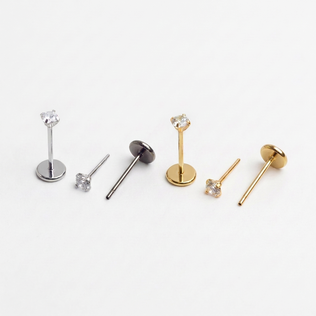 20 Gauge Piercing Jewelry Gold & Silver, ASTM F136 Implant grade titanium threadless flatback WHOLESALE
