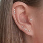 Triple gemstone Titanium Threadless Piercing Earring gold + silver